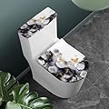 Oamsistay Ink Butterfly Two Pieces Toilet Lid & Tank Covers, Durable Covers Set with Elastic Bottom and Soft Fabric for Home Deco, Universal for Most Bowl Lids