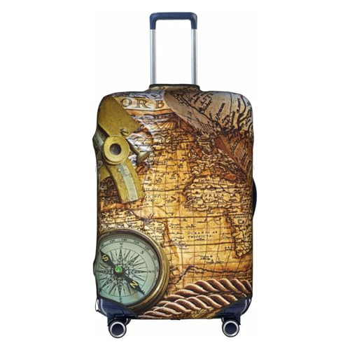 Housse de bagage boussole et carte du monde ancien valise blanche XL premium