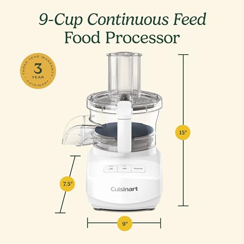 Cuisinart 9-Cup Continuous Feed Food Processor with Fine and Medium Reversible Shredding and Slicing Disc, Universal Blade, Continuous-Feed Attachment, and In-Bowl Storage (White) - image 4