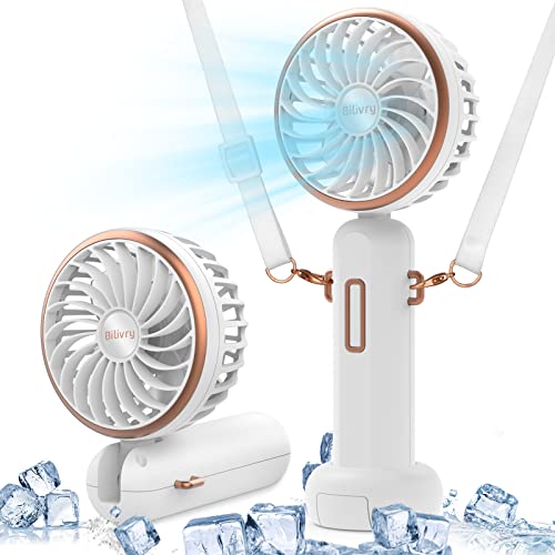 Ventilador de Mano,Mini Ventilador Portatil USB de Mano Recargable Bateria,20 Horas de Uso Silencioso Continuo Para Niñas, Camping, Viajes (Blanco) Cover