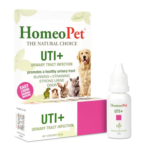 HomeoPet UTI Plus Urinary Tract Relief, Safe and Natural Dog and Cat UTI Supplement, 15 Milliliters