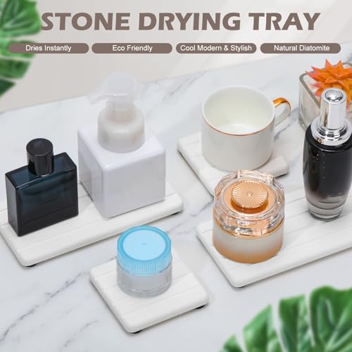 image for Lyxel 4PCS Stone Drying Tray for Bathroom Sink and Kitchen Counter, Fa