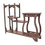Alipis Home Decor Chinese Display Stand Wooden Antique Curio Display Shelf, Teapot Vase Bonsai Base Oriental Furniture for Home Office Plant Stand