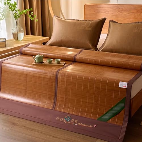 YQMHEZ Colchoneta de Bambú Verano. Esterillas Aire Acondicionado de Doble Cara, Esterilla China Plegable para Cama, Esterillas Refrescantes de Bambú Y Ratán para Camas Individuales, Dobles Y Queen Siz