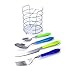 The Original Brink House Sea Blue Green Mix & Match Stainless Steel Cutlery Set with Translucent Handles / 16 pieces with Metal Stand/Lifestyle utensils set for home, apartment, dorm, outdoor events