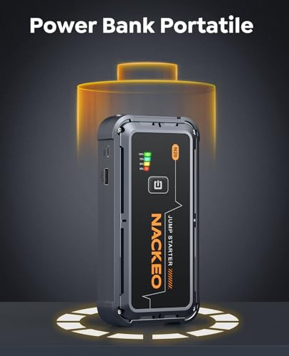 Avviatore Batteria Auto, 7000A Avviatore Di Emergenza Per Auto/Moto (Fino A 9.0L Gas/8.5L Diesel) 12V Booster Avviamento Con Cavi Avviamento, Luce Led, Custodia Di Trasporto, Compatto - 3
