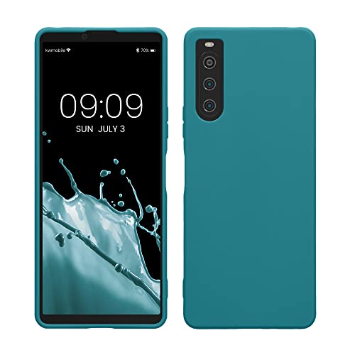 kwmobile Funda para Sony Xperia 10 V Carcasa   Ultrafina de TPU y Silicona con Bordes elevados anticaídas   petróleo Mate