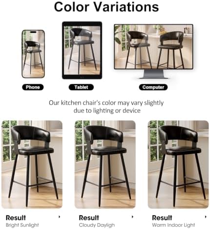 IZXGS 26" Counter Height Bar Stools, Padded Bar Chairs, Set of 2, Black — view 6
