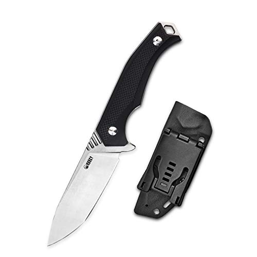 Limited Discount KUBEY KU184 Fixed Blade Knife with Kydex Sheath, 4.1" Carbon Steel and G10 Handle with Full Tang Construction for Outdoor Survival and Hiking (Black)