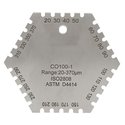 ERYUE Medidor de Espesor de Película Húmeda con Tarjeta Peine Hexagonal 20-370um, Medidor Película Húmeda Acero Inoxidable Resistente a la Oxidación para Revestimientos Arquitectónicos, Construcción
