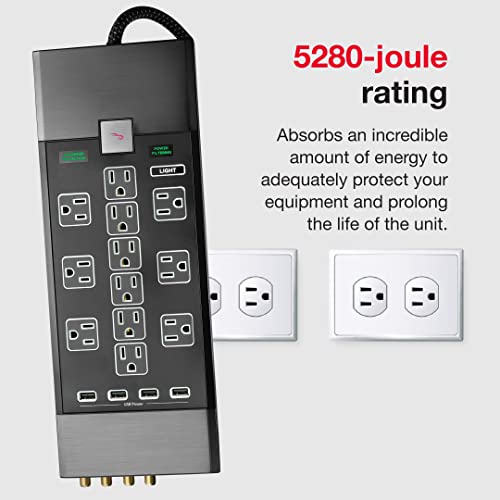Rocketfish 12-Outlet Power Center - Surge Protector Power Strip With 4 Usb Charging Ports And 4-Port Usb Power Hub #TOP2