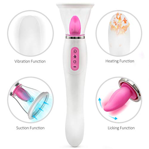 Tongue Rose Flowers Rechargeable Heating Adult Toy for Women Couples-Purple,Powerful Tongue Suck & Lick 10 Mode Nipple Sucker G Sucking Toys for Women&Couples