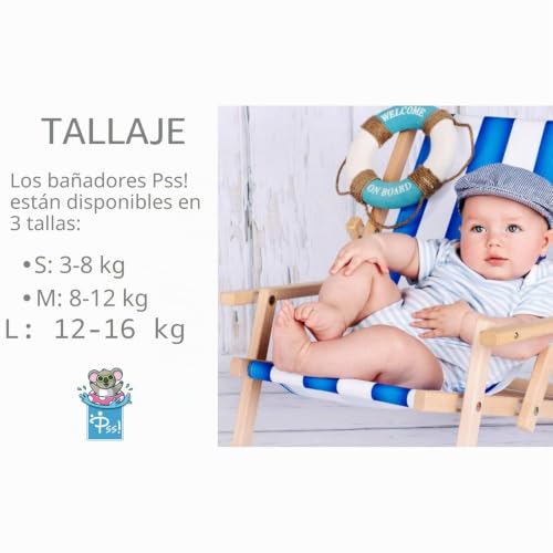 Miniatura 2 de Pss! - Pañal De Agua Para Bebé - Modelo Sailor Boy - Para Bebés De 3 A 8 Kg - Talla L - Unisex - Diseño Multicolor - Absorbente Y Reutilizable - Impermeable Y Cómodo - 1 Unidad