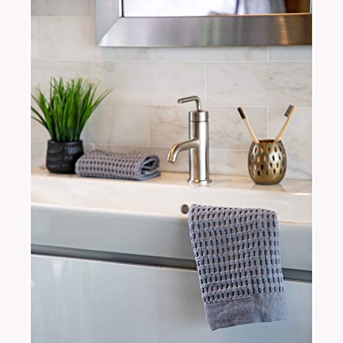 Gilden Tree Waffle Hand Towels For Bathroom Quick Drying Lint Free Thin, Modern Style (Slate) #TOP2