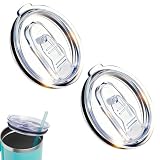 RHBACRU Compatible with Swig Lids Replacement,2 Pcs Swig Replacement Lid Fit for Swig12/18/22oz Tumbler,Clear and Sliding Anti Overflow Cuplid.