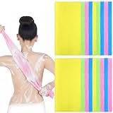 Tegeme 18 Pcs Exfoliating Washcloth Towel Japanese Nylon Bath Towel Colorful Body Scrubber Exfoliator Sponge Loofah Washcloth for Skin Shower Bath(Vibrant Colors,35.4 Inch)