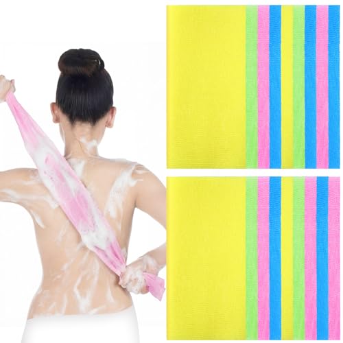 Tegeme 18 Pcs Exfoliating Washcloth Towel Japanese Nylon Bath Towel Colorful Body Scrubber