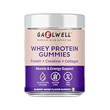 Whey Protein Gummies – 12g Protein per Serving, Protein + Creatine + Collagen – Muscle & Energy Support – Berry Mixed Flavour, Sugar Free, Gluten Free, Vegetarian, 60 Gummies Gaelwell®