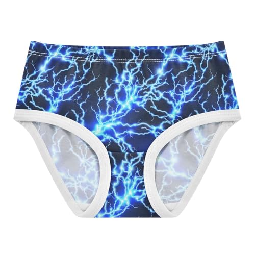 Little Girls' Soft Cotton Underwear Kids Breathable Comfort Blue Lightning Panties Briefs Toddler
