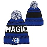 Outerstuff NBA Kids Youth 8-20 One Size Team Color Primary Logo Sports Tech Knit Cold Weather Basketball Pom Beanie Hat - Orlando Magic - Blue