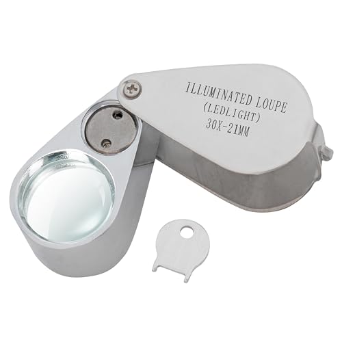 Loupe de bijoutier LED 30x à double éclairage pour examen de précision