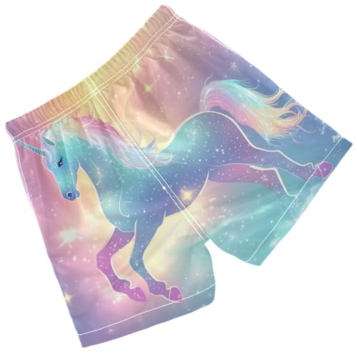 Pigsaly Boys' Swim Board Shorts Rainbow Unicorn Stars Galaxy Boy's Swim Trunks Kids Swimwear XS2