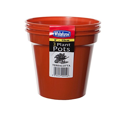 Tamers Pack of 6 Plastic 6 inch (15cm) Terracotta Plant Pots Garden Flowers Plant