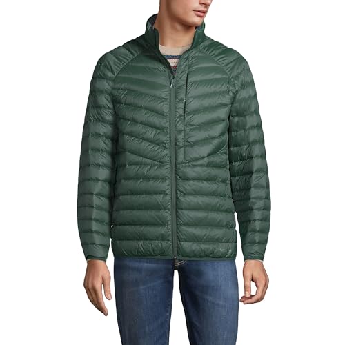 Lands' End Mens UL Packable Down Jacket Deep Woodland Green Regular Small