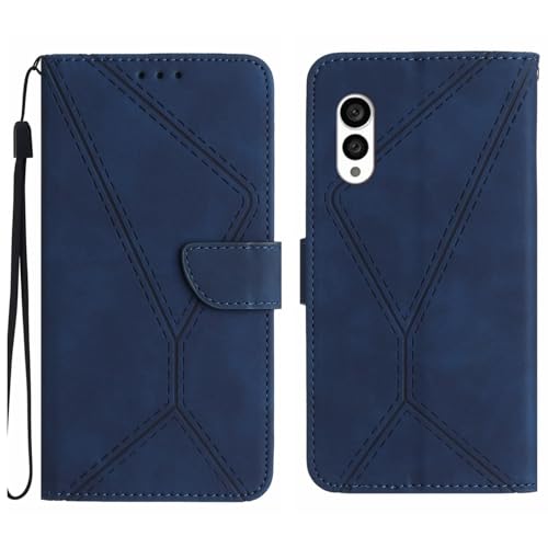 Rfvzubemok Compatible with Fujitsu Arrows N 5G TD-LTE F-51C Case,Compatible with Fujitsu Arrows N 5G TD-LTE F-51C Kickstand Flip Card Slot Magnetic Closure Phone Cover Blue