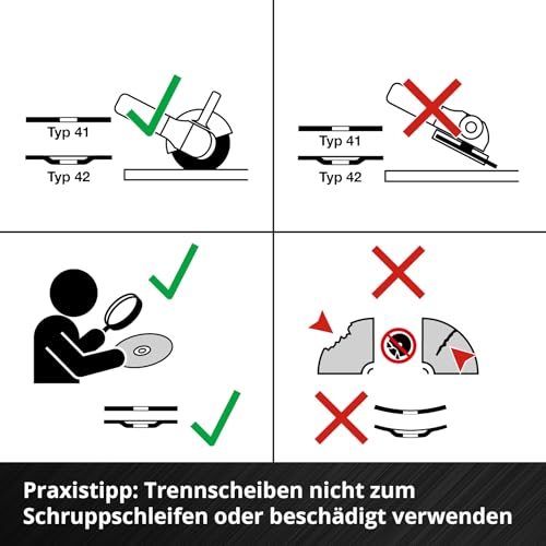 Original Einhell 5-tlg. Dünntrennscheiben-Set für Metall, Ø 115 mm (1 mm Stärke, MPA-zertifiziert, hohe Lebensdauer, präzise, gratarme Schnitte, für Winkelschleifer)