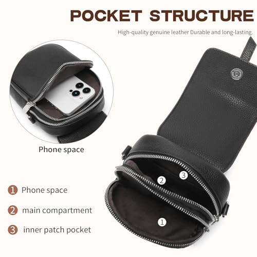 Image of Genuine Leather Crossbody Bags for Women, Small Crossbody Bag for Women,Phone Purses with Adjustable Strap for Travel