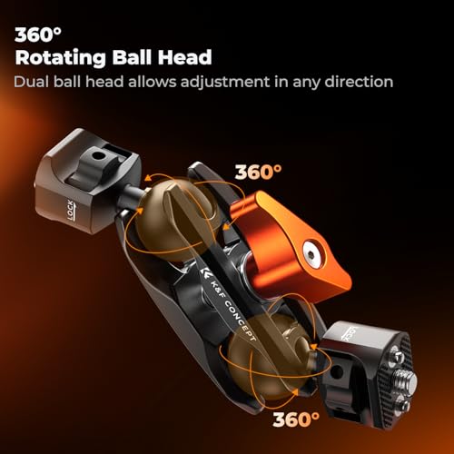 Image of K&F CONCEPT Dual Ball Heads Magic Arm, Articulating Magic Arm | with 1 /4 inch-20 Screw, 360 swivelling Ball Head, Aluminum Alloy Camera Monitor Mount Arm, MS14