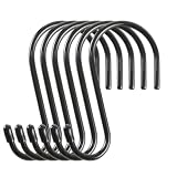 6 Stück Haken,S Haken Eisen Groß Mit PVC Beschichtung,Haken zum Einhängen,Hacken Kleiderbügel,Handtuchhaken Kleiderhaken Fleischerhaken Wandhaken,Haken Schwarz,Garderobe Küche Schlaf Büro Garten