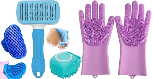 AVRIN 4-in-1 Pet Grooming Kit for Dogs & Cats | Includes Self-Cle...