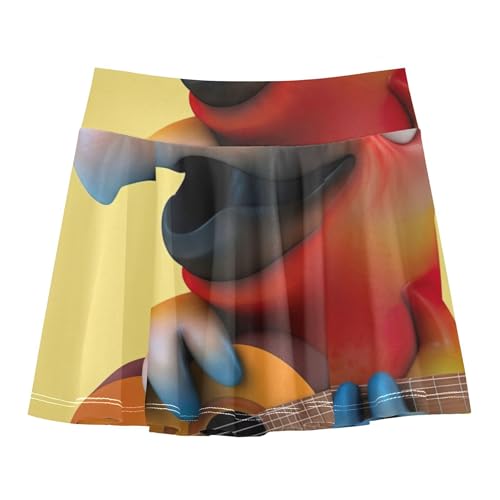 Athletic Shorts for Girls Skorts Toddlers Tennis Skirts Cute School Skirt Cheerful Cartoon Parrot Yellow 3t