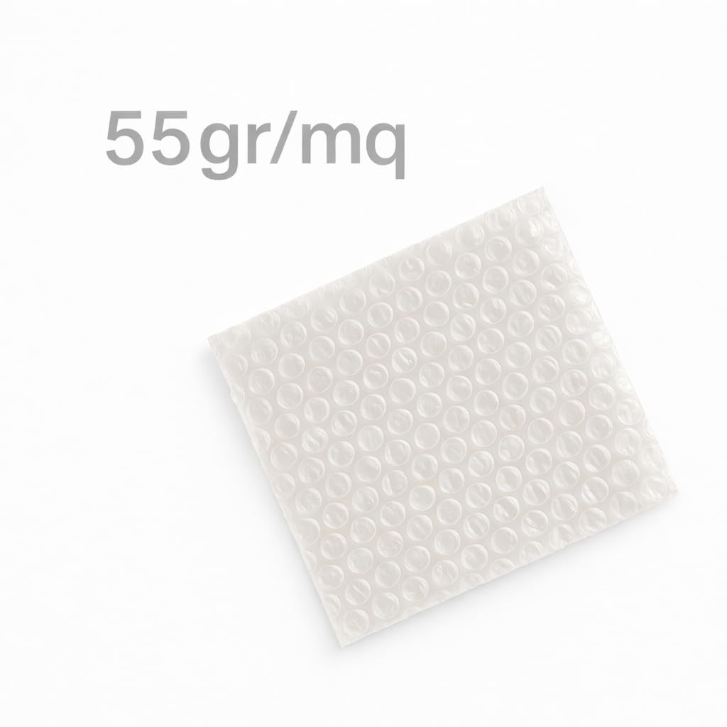 Pluriball Imballaggio 100x200 mt 55 gr/mq, Rotolo Millebolle Trasparente, Plastica a Bolle d'Aria per Spedizioni, Traslochi e Protezione Oggetti Fragili (100CM X 200MT)