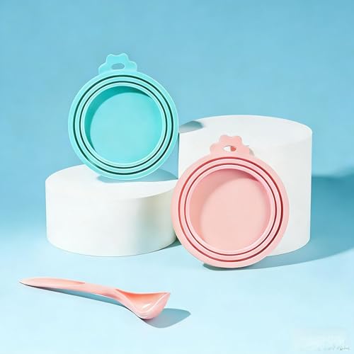 RQzaufania Coperchi universali in silicone per lattine alimentari, adatti per conservare cibo per cani e gatti, coperchi ermetici, in silicone per uso alimentare, adatti a 3 dimensioni standard, rosa