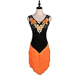 ♥ Caractéristiques : brodé à la main, motif clouté de diamants, col en V, dos en V profond, sexy discret, sans manches à épaules dénudées, coupe ajustée, jupe à franges irrégulières, reflète parfaitement les lignes de la beauté féminine lors de la danse, simple et élégante. , rendez votre danse plus attrayante, e choix parfait pour les danseurs modernes de latin/ballet