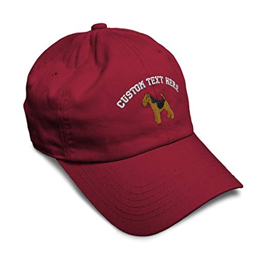 Custom Soft Baseball Cap Welsh Terrier Dog B Embroidery Dogs Welsh Terrier Twill Cotton Cougar Dad Hats for Men & Women Burgundy Personalized Text Here