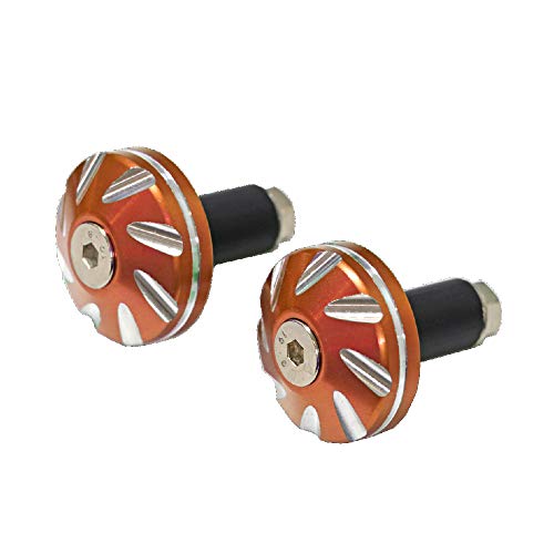 モトベース（MOTO BASE）ハンドルパーツ 汎用アルミバーエンド MBBED-01（オレンジ/内径：φ14～19mm用）