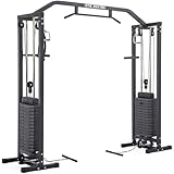 GYM MASTER 180kg Cable Crossover Machine With Upgraded Swivel Pulleys and Pull Up Chinning Bar - Black