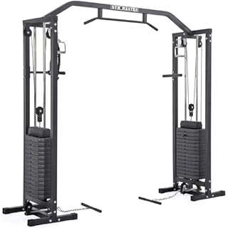 GYM MASTER 180kg Cable Crossover Machine With Upgraded Swivel Pulleys and Pull Up Chinning Bar - Black