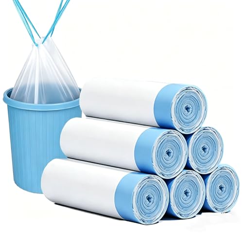Trash Bags Drawstring Garbage Bags for Home4-6Gallon Strong Leak Proof Garbage Bags Thick for Bathroom Office Kitchen Litter Box Liner 75 PCS