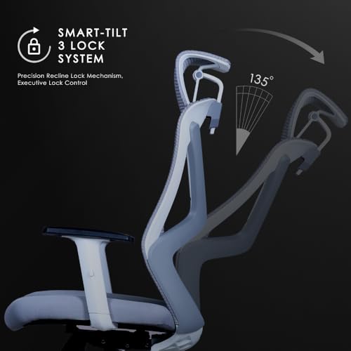 Image of Varaha Sattva BIS Certified Ergonomic Office High Back Chair | 5 Year Warranty| Adjustable 2D Headrest, 1D PU Armrest, Seat Sliding Mechanism with 3 Multilock Recline| Gaming Desk Chair for Home|White
