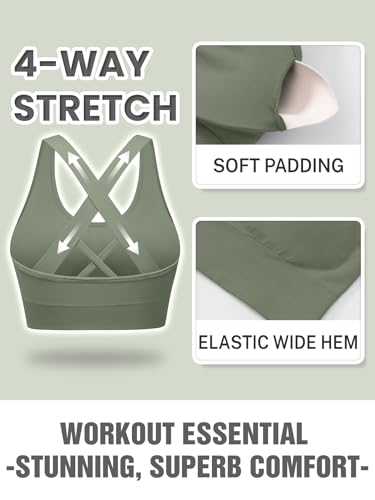 Image of Sports Bras for Women High Support, Multipack Padded Supportive Criss Cross Back Wireless Running Yoga Workout Bra