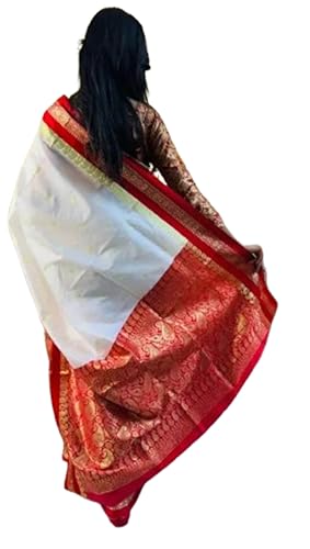 Generic red gadwal silk saree – image 3