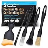 Car Detailing Brush Kit Exterior & Interior Car Cleaner Brush Set | Car Cleaning Kit | Car Accessories | Interior Car Cleaner | Travel Essentials | Black | 5PCS - Japan Import