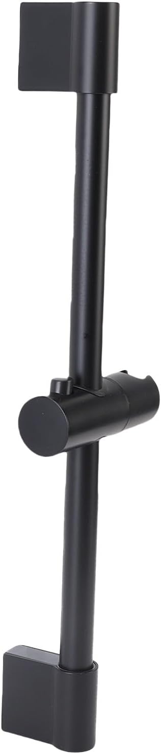 BAFOVY Round Metal Shower Slide Bar Adjustable Shower Head Holder with Pushbutton Design Hidden Screws for Bathroom Space Saving 40cm Range 15.7in (Black)