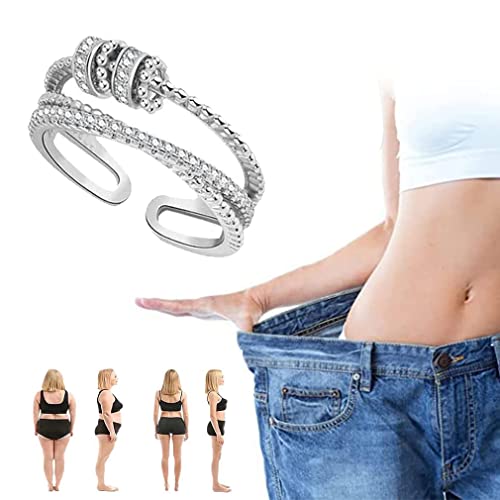 Jansio Threanic Triple-Spin Ring, Jansio Triple-Spin Ring, Feelief Zirconica Triple Fidget Ring, Anti Anxiety Adjustable Moissanite Spinner Ring For Men And Women (Silver) #TOP12