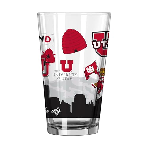 Image of Logo Brands NCAA 16 oz Pint Glass - Durable Glass With Bold Team Color- Chip-Resistant Rim Drinkware For Fans, Tailgates, Home Bars & Everyday Use